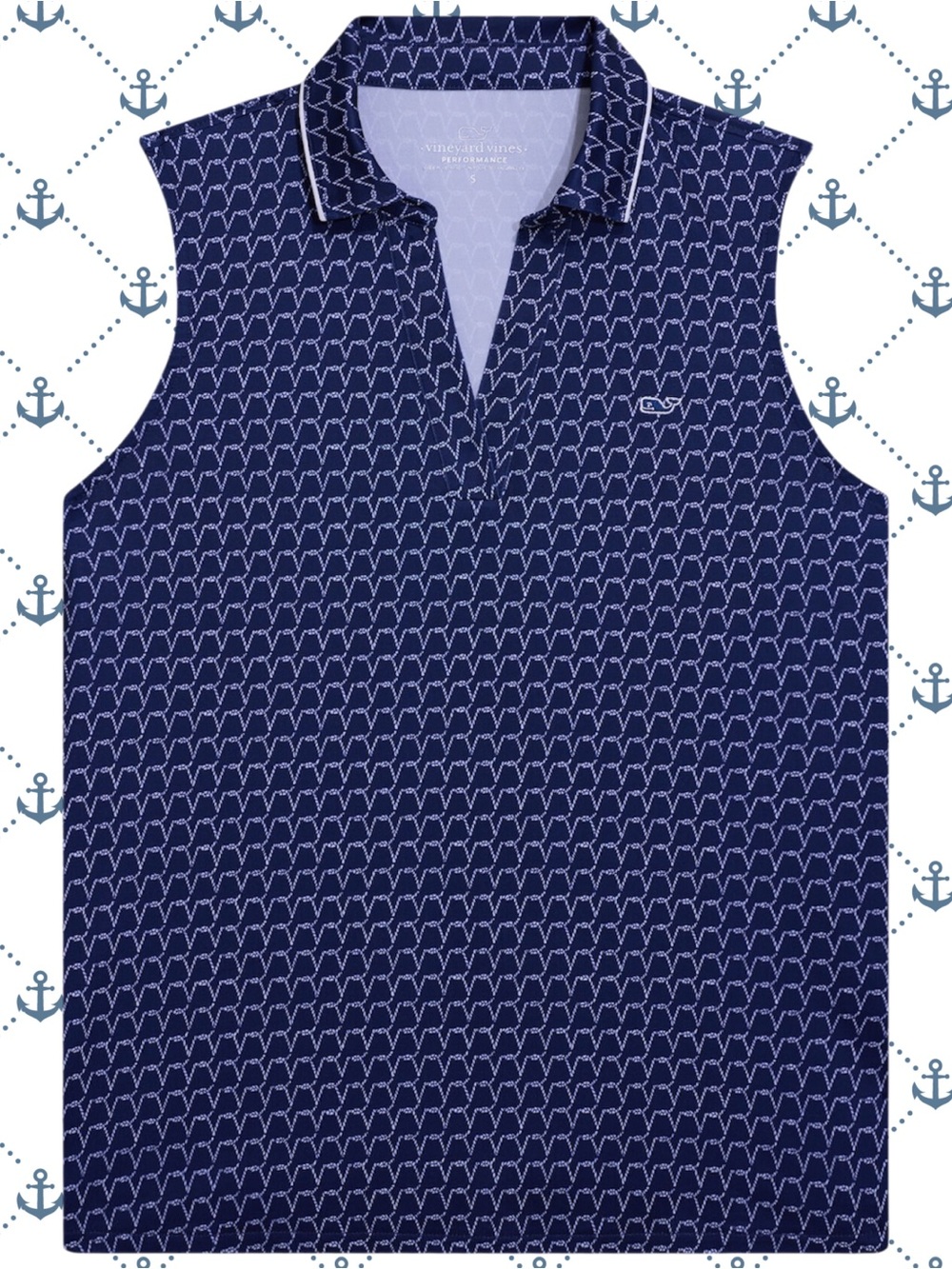 Vineyard Vines Navy Sleeveless Polo with White Accent